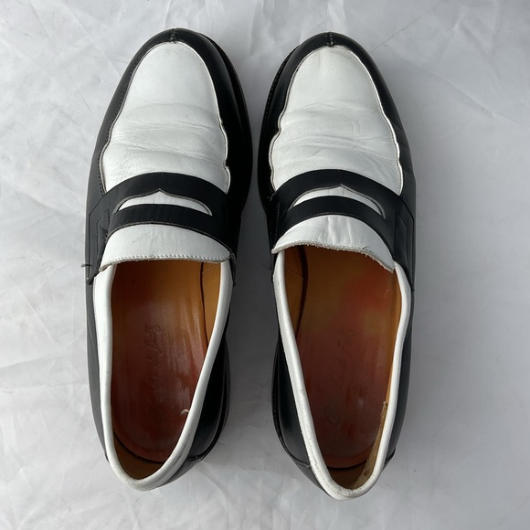 Charles de Batz Italian Black and White Slip-On Penny Loafers - Picture 4 of 11